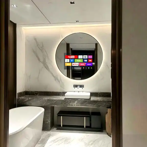 Round LED Bathroom Mirror with TV Round LED Bathroom Mirror with TV